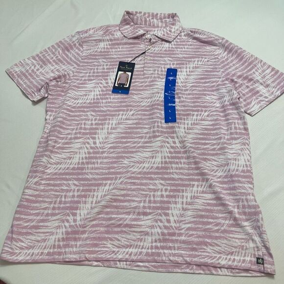 NWT Nat Nast Purple Palm Short Sleeve Polo Shirt Size Large New - Picture 1 of 5